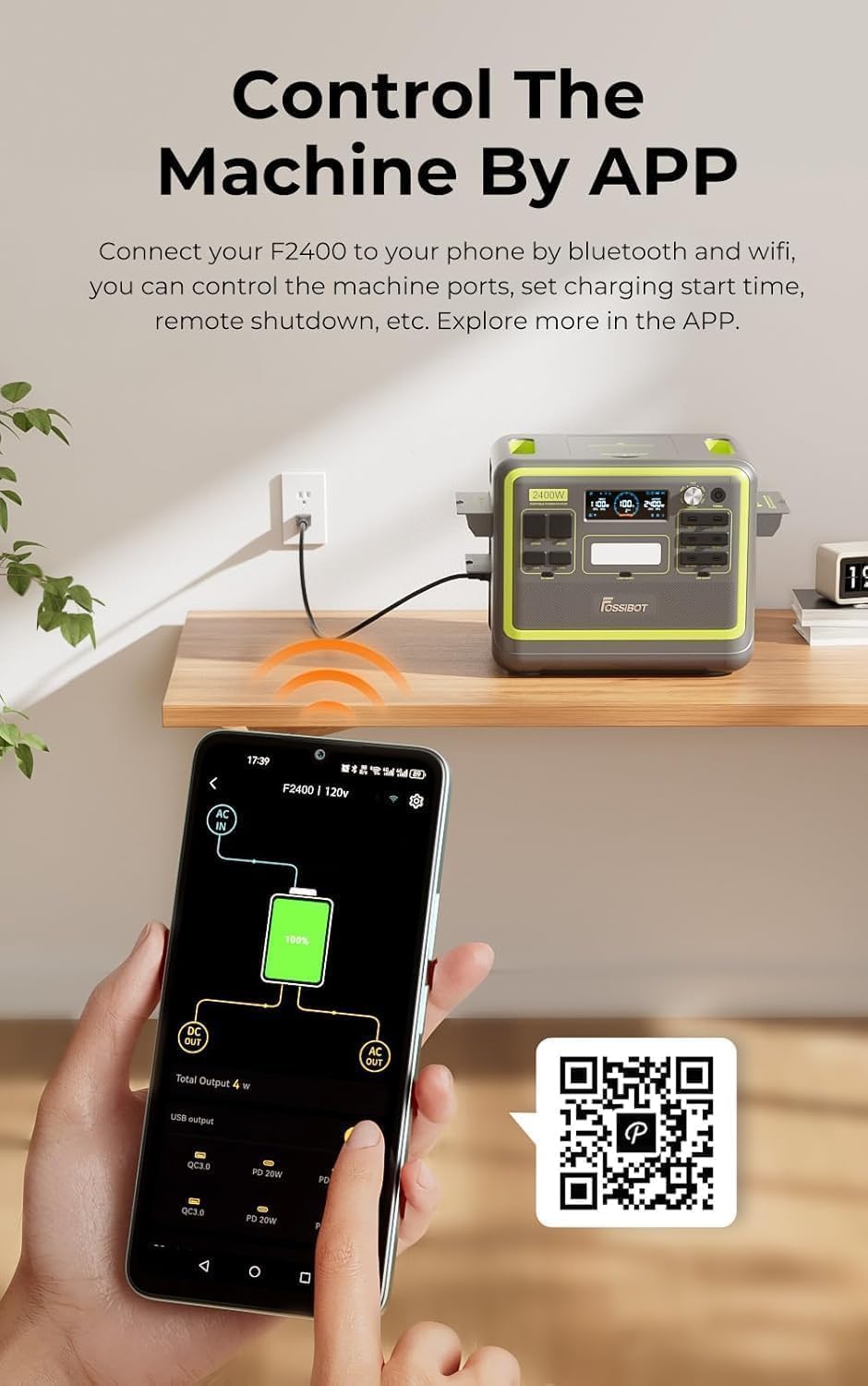 FOSSIBOT F2400 Solargenerator, Tragbare Powerstation 2048Wh LiFePO4 Batterie-Backup mit 2400W AC Ausgängen (4800W Peak), Power station für Outdoor-Camping, Wohnmobil-Reisen, Hausgebrauch