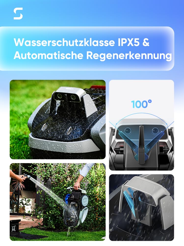 Sunseeker V3 Mähroboter ohne Begrenzungskabel 600 m², Vision AI Doppel-Auge, 42% Steigung, App-Steuerung, Rasenmäher mit EIN-klick-Mähen
