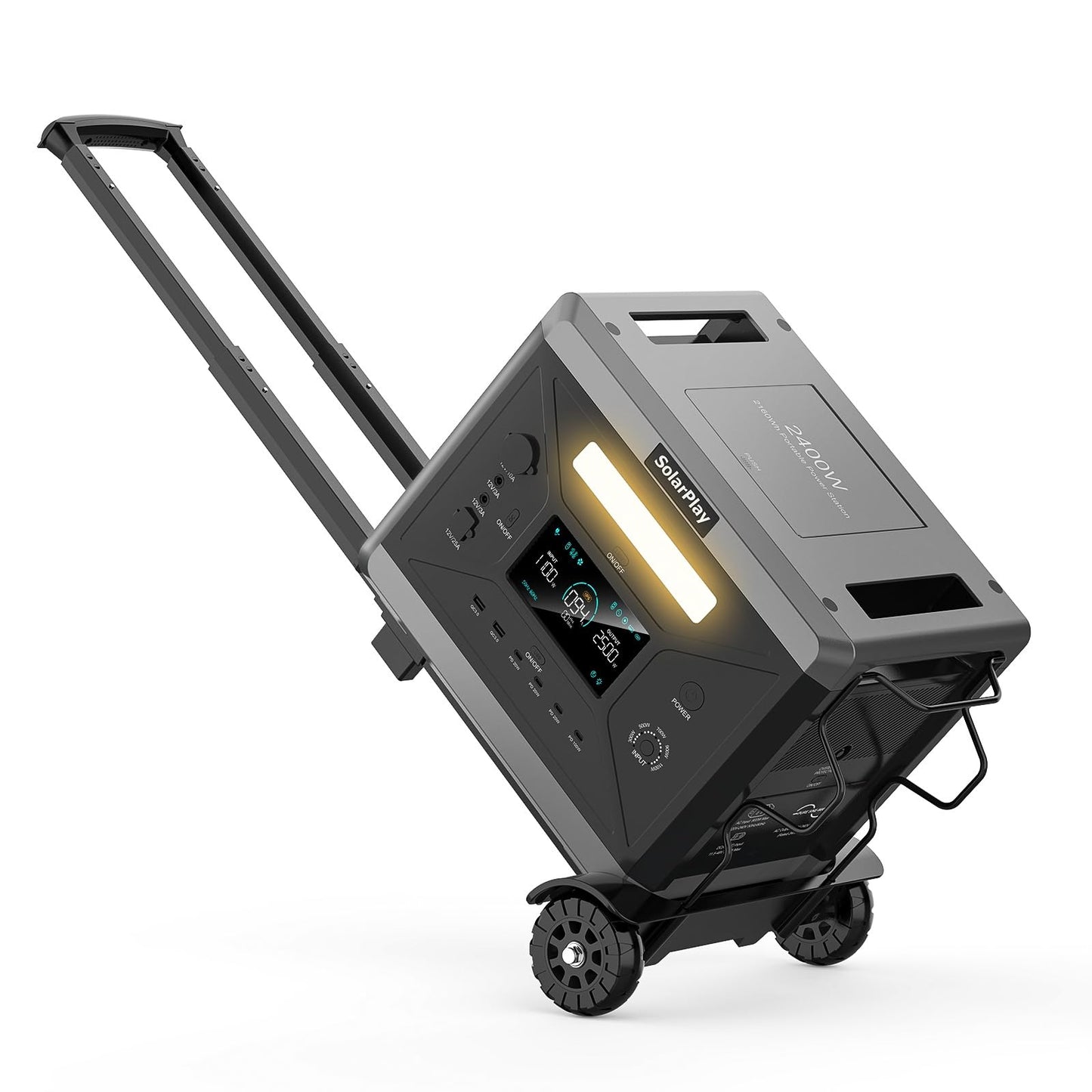 SOLARPLAY 2500W Tragbare Powerstation, 2304Wh LiFePO4 Solar Power Station, Solargenerator mit 14 Anschlüsse, 230V Mobile Stromaggregat, Stromspeicher für Balkonkraftwerk Camping Zuhause Angeln