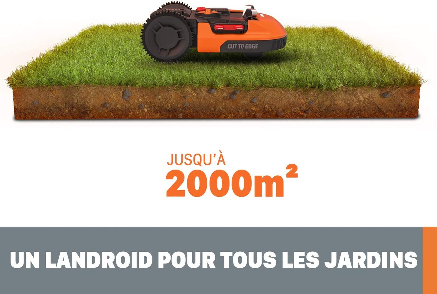 WORX Landroid L WR155E Mähroboter, bis 2000m², selbstfahrender Akkurasenmäher für große Gärten, automatischer Rasenmäher, Orange