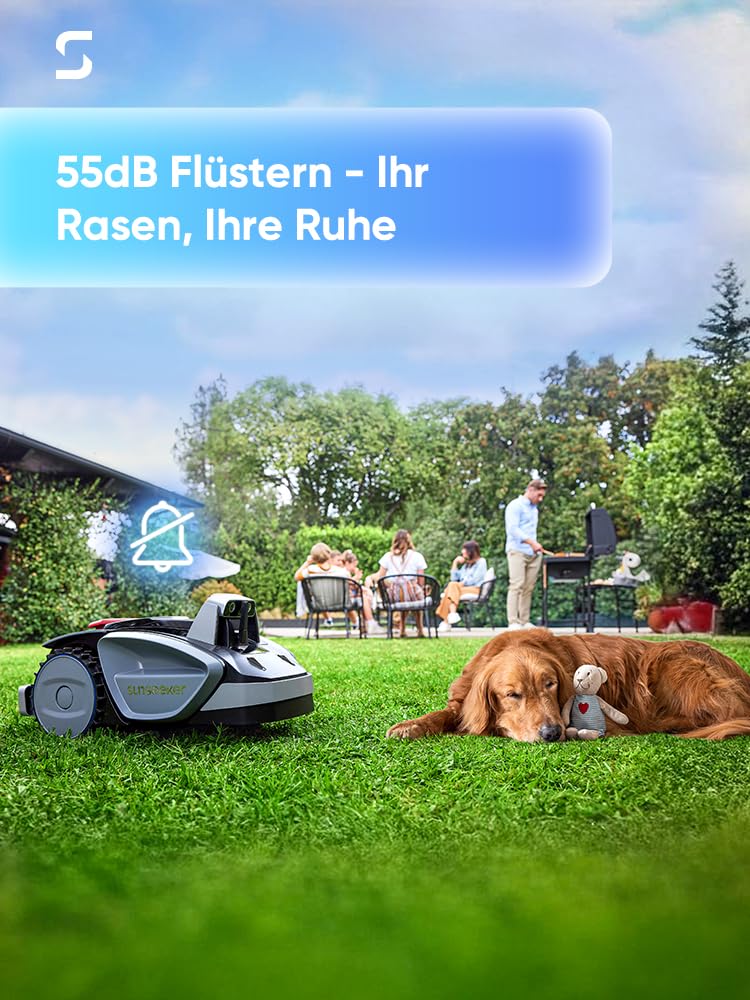 Sunseeker V3 Mähroboter ohne Begrenzungskabel 600 m², Vision AI Doppel-Auge, 42% Steigung, App-Steuerung, Rasenmäher mit EIN-klick-Mähen