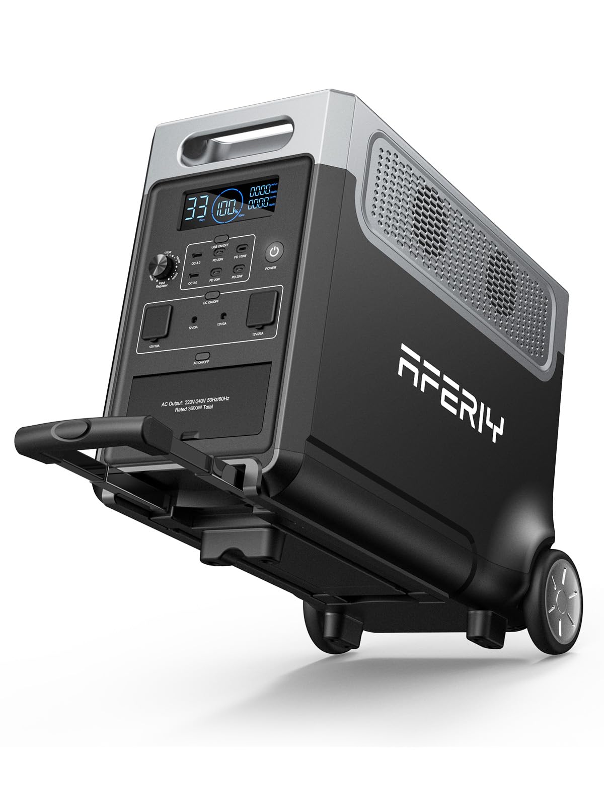 AFERIY 2400W Tragbare Powerstation, 2048Wh LiFePO4 Batterie, 1,7 Stunde Schnellladung, 13 Anschlüsse, Sinuswellen 230V, USV, Mobile Stromversorgung für Outdoors Camping, 7 Jahre Garantie