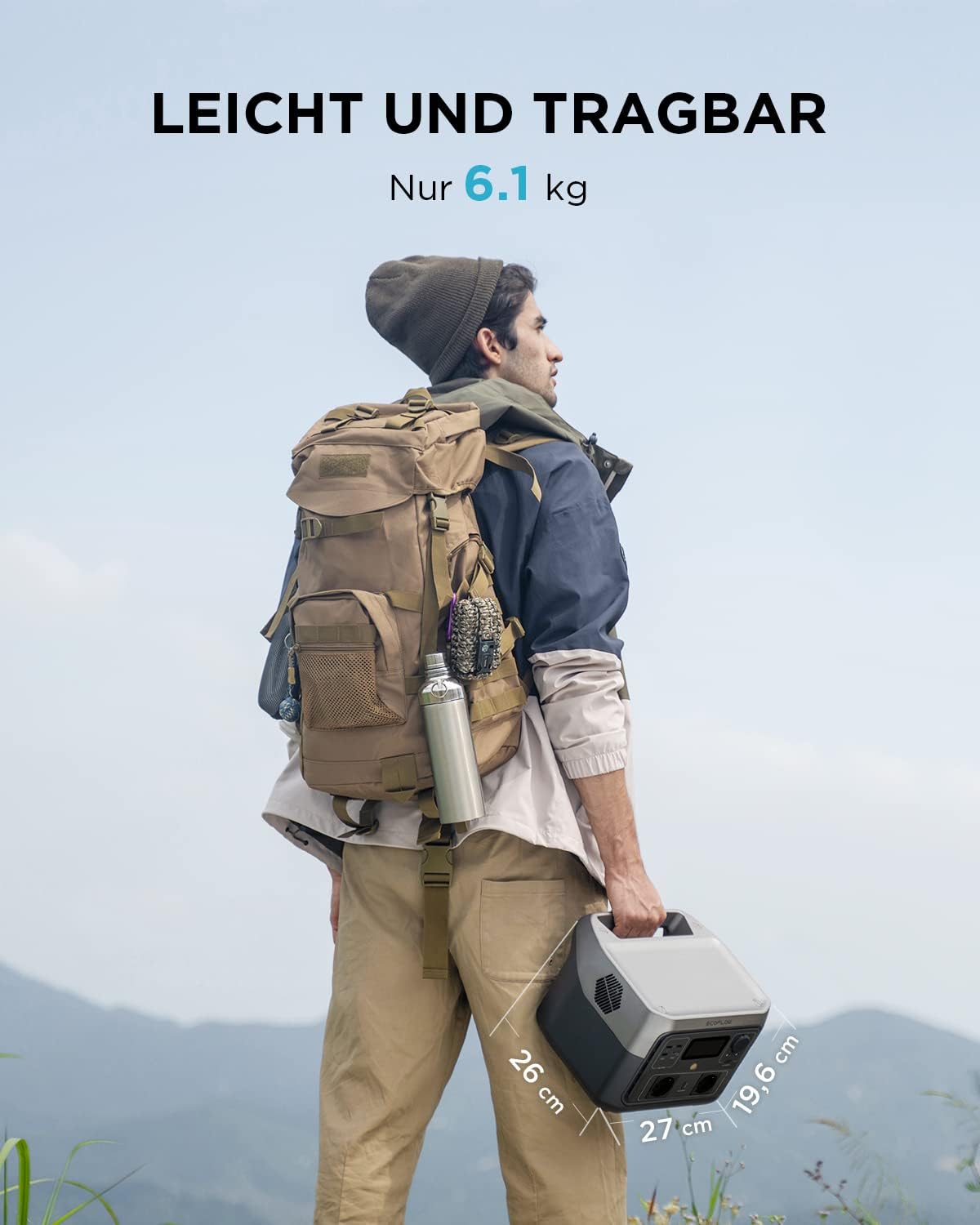 EF ECOFLOW RIVER 2 MAX mit XT60 Kabel 3.5M 512Wh Tragbare Powerstation, Solargenerator mit LiFeP04, Schnellladung in 1 Stunde, bis zu 1000W Leistung, Balkonkraft für Camping/Notstrom/Wohnmobile