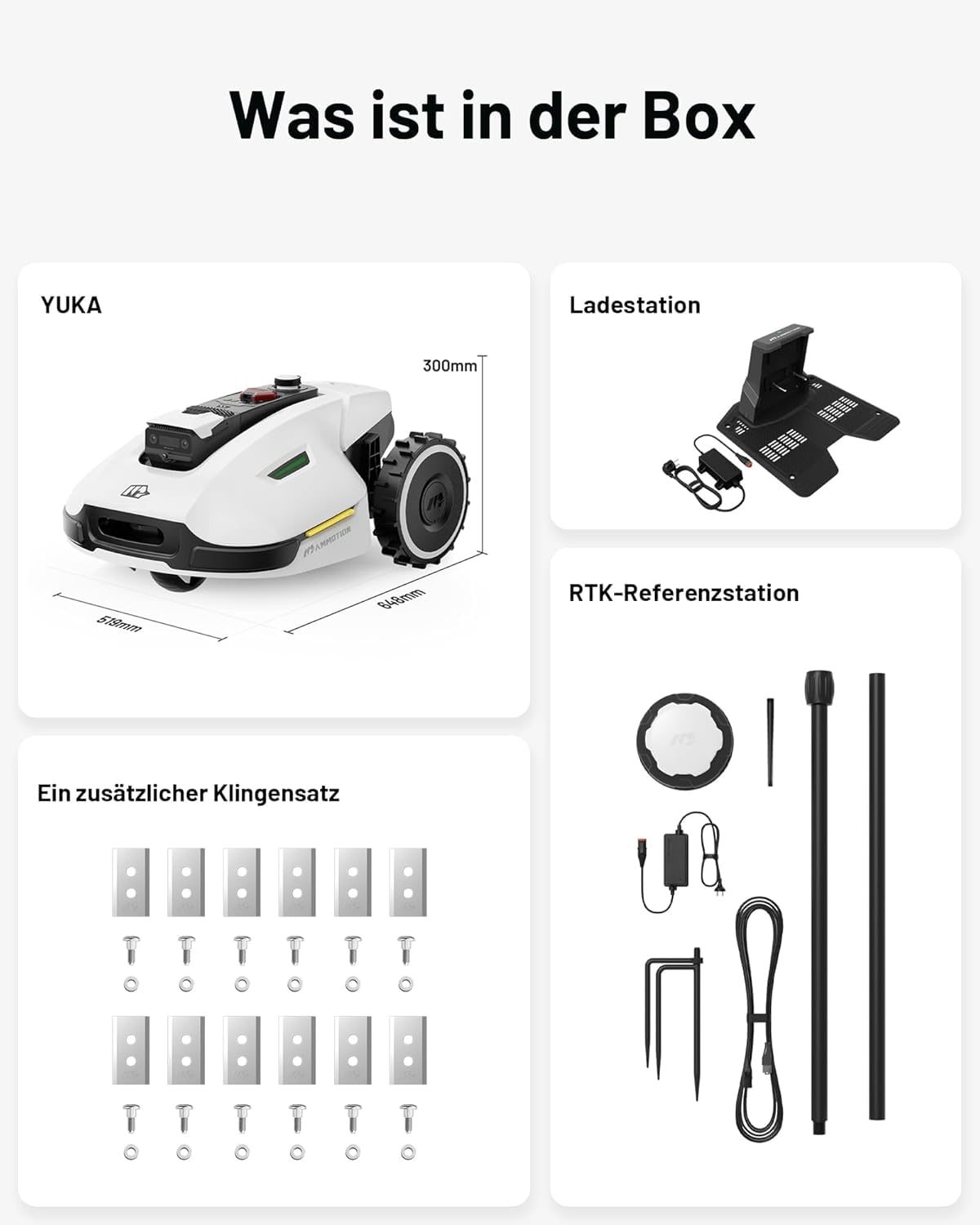 MAMMOTION YUKA 2000 Mähroboter ohne Kabel, bis 2800m², RTK+Vision, Auto-Kartierung, 4G-Modul, 50% Steigung, intelligenter Rasenroboter