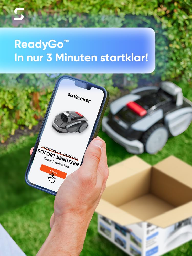 Sunseeker V3 Mähroboter ohne Begrenzungskabel 600 m², Vision AI Doppel-Auge, 42% Steigung, App-Steuerung, Rasenmäher mit EIN-klick-Mähen