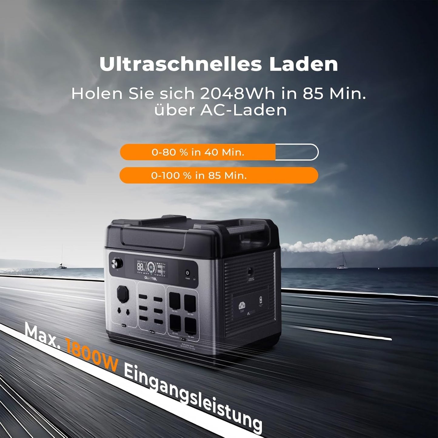 OUKITEL P2001 Plus Tragbare Powerstation 2048Wh, Solargenerator mit LiFePO4 Akku 4 x 2400W (4800W Peak) AC Ausgänge, Schnellladung 0–80% in 1 Std., Power Station für Wohnung Reise Camping