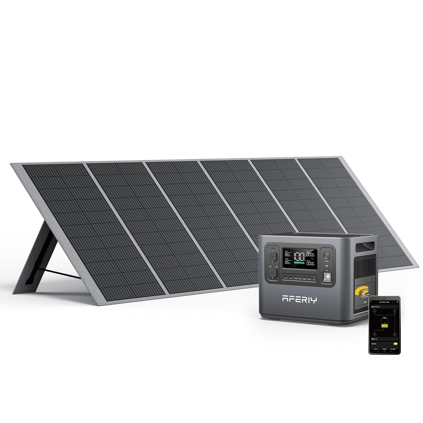 AFERIY 3600W Solargenerator, 3840Wh LiFePO4 Tragbare Powerstation mit USV, 3x230V AC Ausgang 3600W (7200W Peak), Stormerzeuger 2200W Schnelles Stromspeicher Aufladen für Reise, Outdoor-Camping