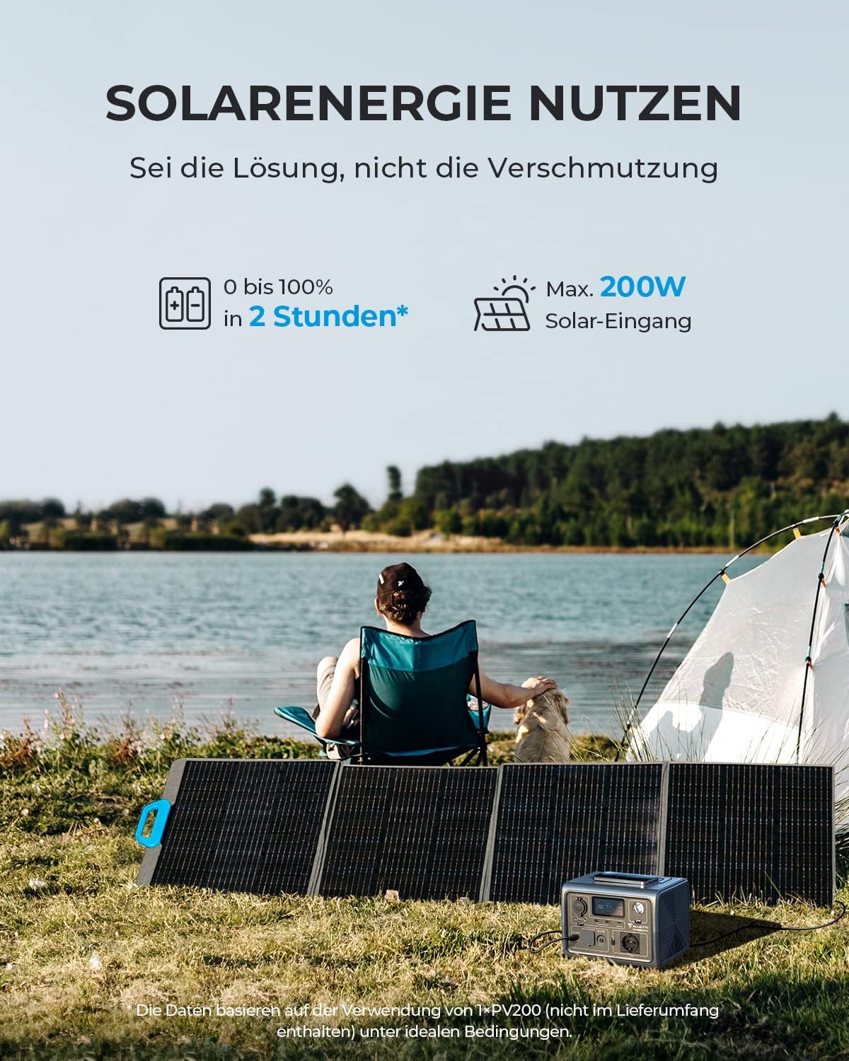 BLUETTI Tragbare Powerstation EB3A, 268Wh LiFePO4 Batterie Backup mit 600W (1200W Peak) AC Ausgängen, Solargenerator für Reise und Camping