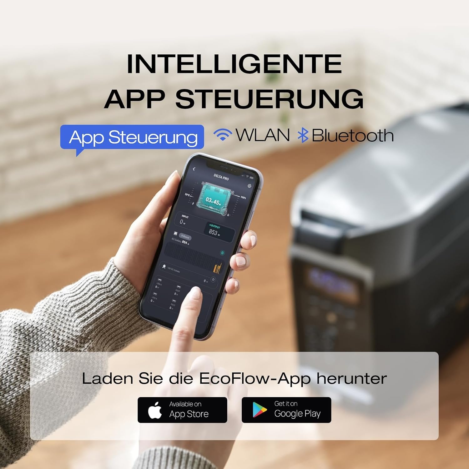 EF ECOFLOW DELTA Pro tragbare Powerstation 3600Wh, Solar Generator LiFePO4-Batterie mit 3600W AC Ausgängen, erweiterbare Stromversorgung bis zu 25kWh, Stromspeicher für Zuhause, Stromausfall, Reise