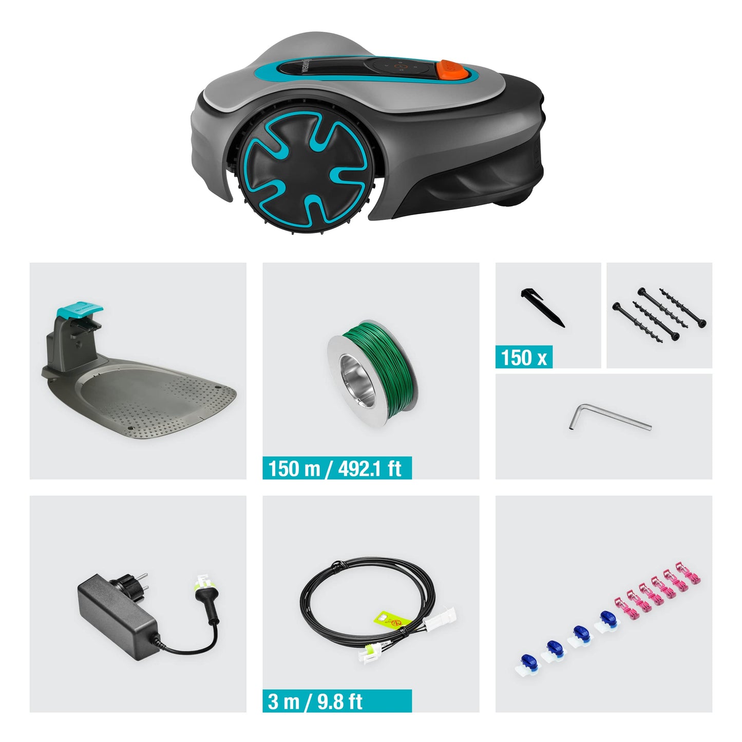 Gardena SILENO minimo 500 Mähroboter, intelligenter Rasenmäher bis 500m², Bluetooth-App, programmierbar, DE-Version 15202-20