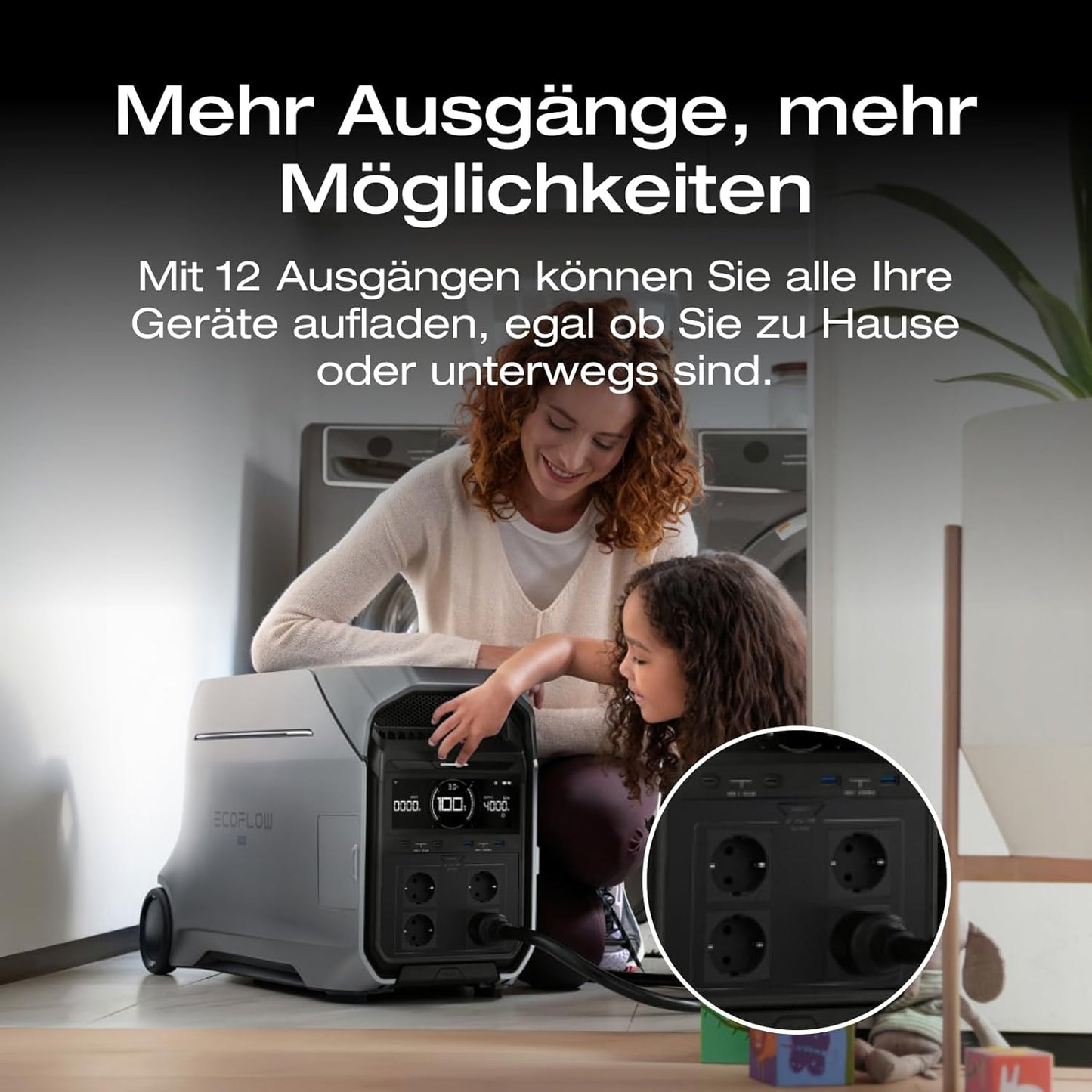 EF ECOFLOW DELTA PRO 3 Tragbare Powerstation mit Zusatzakku, 8kWh AC-Ausgang, 230V 4000W AC-Ausgang, Solargenerator für Zuhause, Camping, Wohnmobile und Reise