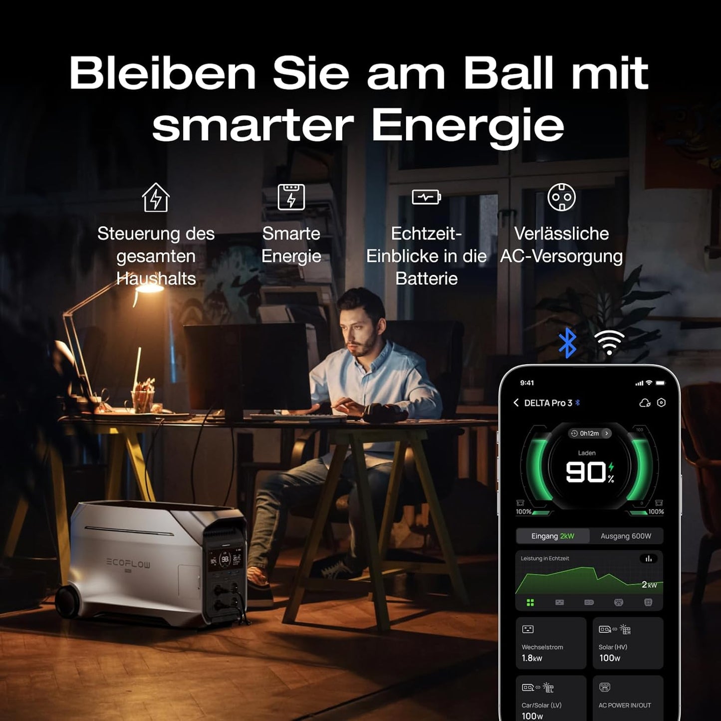 EF ECOFLOW DELTA PRO 3 Tragbare Powerstation mit Zusatzakku, 8kWh AC-Ausgang, 230V 4000W AC-Ausgang, Solargenerator für Zuhause, Camping, Wohnmobile und Reise