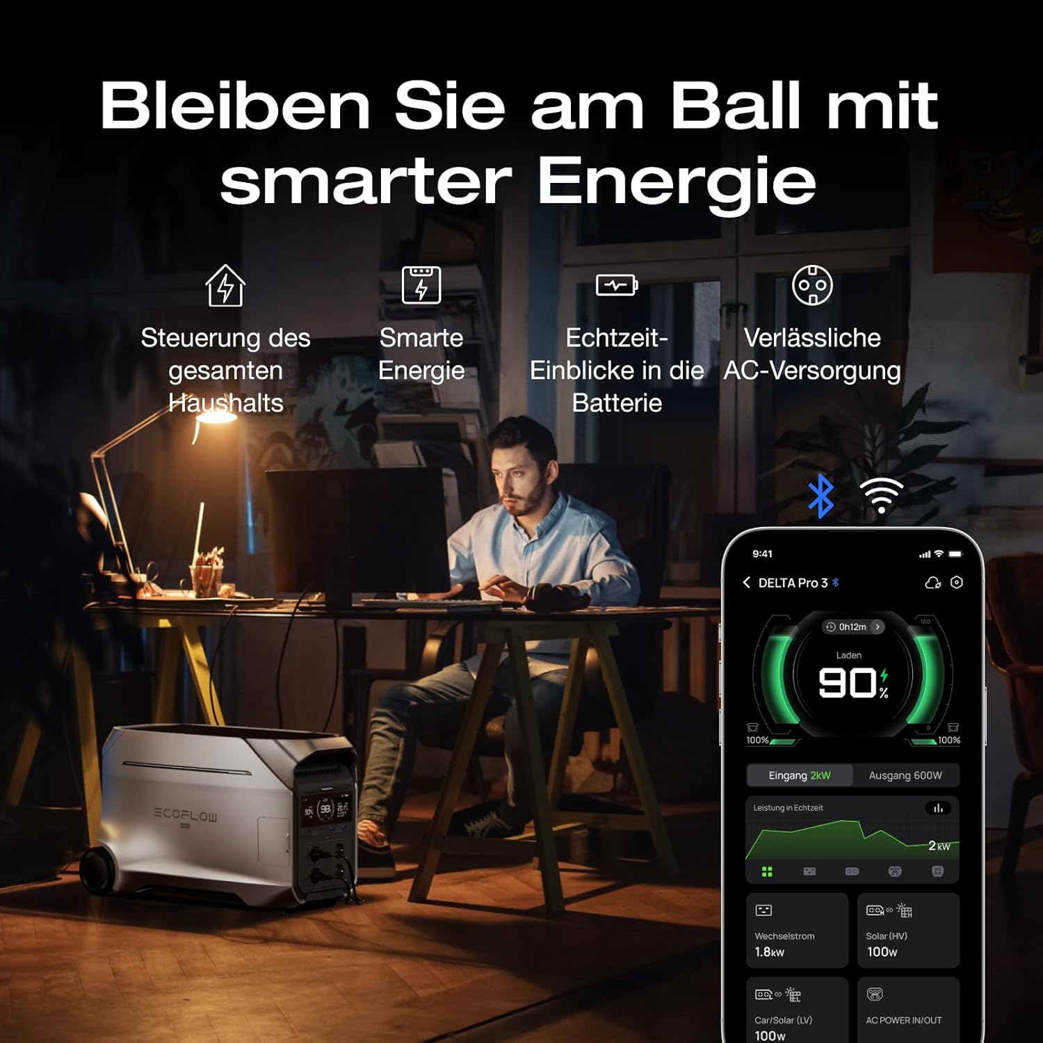 EF ECOFLOW DELTA PRO 3 Tragbare Powerstation mit Zusatzakku, 8kWh AC-Ausgang, 230V 4000W AC-Ausgang, Solargenerator für Zuhause, Camping, Wohnmobile und Reise