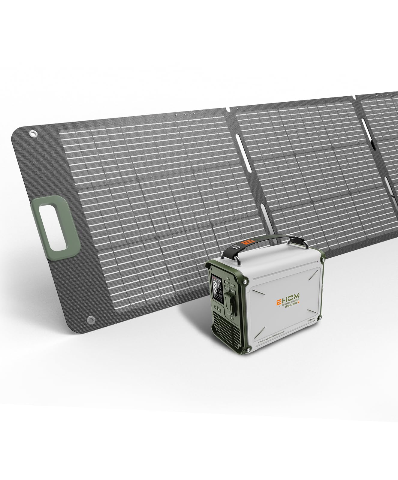 EHOM Tragbare Powerstation EP350, 307Wh, Power Station LiFePO4 mit 350W (Spitze 700W) AC und 200W Solarpanel-Laden, 2-Gurt-Designs für mehr Tragbarkeit, Für Camping, Reise, Notfall, Unterwegs