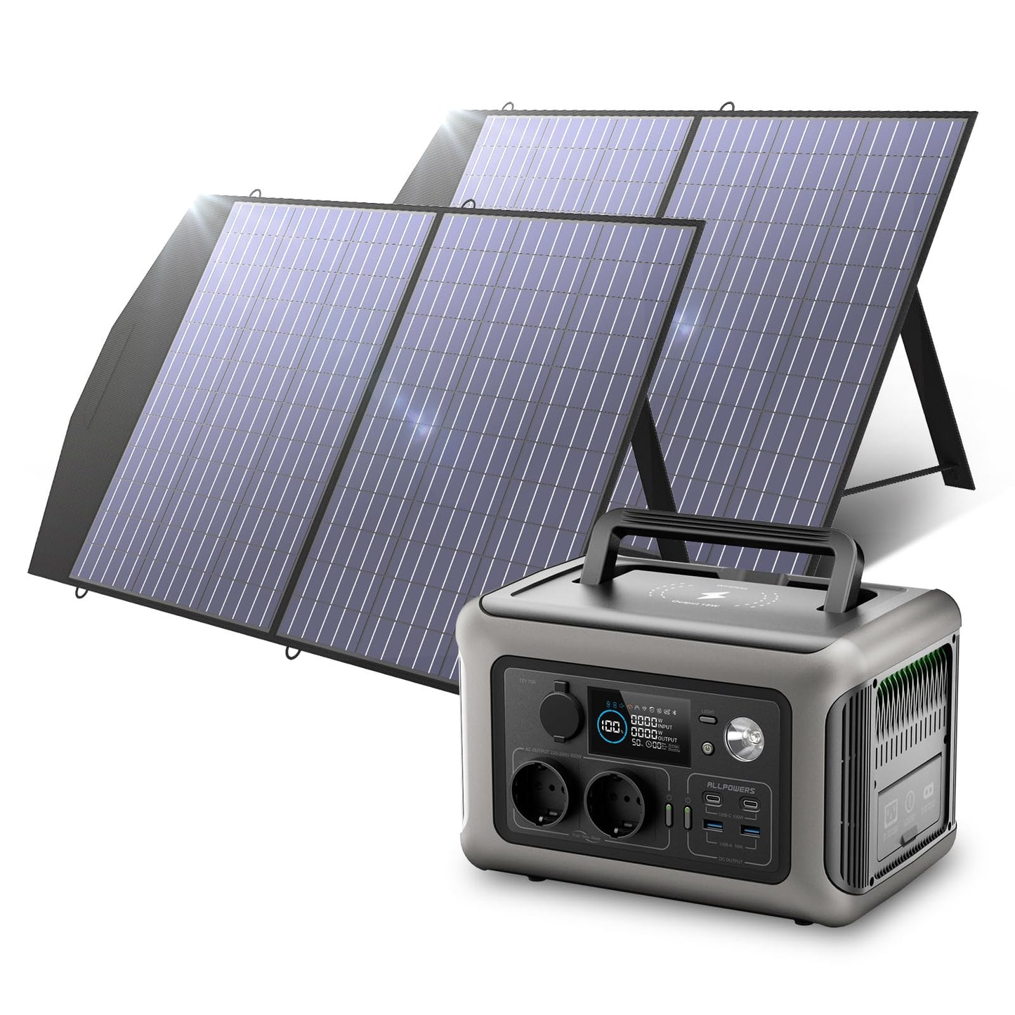 ALLPOWERS R600 Tragbare Powerstation, 299Wh LiFePO4 Batterie mit 2x 600W (1200W Spitze) AC Ausgang Solargenerator, 0-100% Schnellladung in 1 Stunde für Garten Party Reise Camping Wohnmobil Notfall
