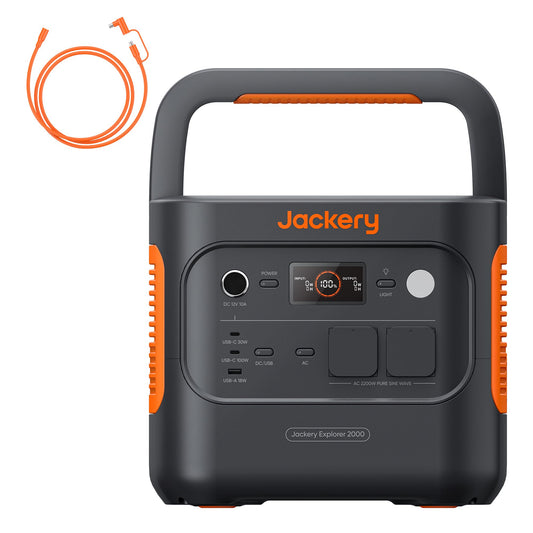 Jackery 2000 v2 Tragbare Powerstation mit 200W Solarpanel, 2042Wh Solargenerator mit 2200W Ausgang, LiFePO4 Batterie Schnellladung für Camping, Wohnmobil, Off-Grid