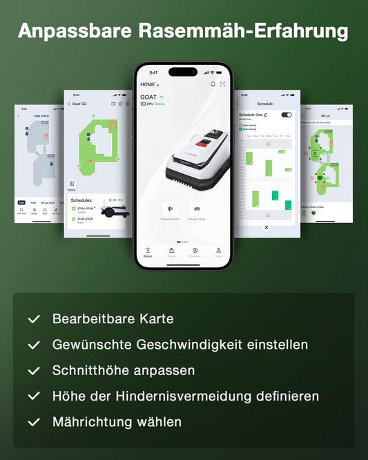 ECOVACS Goat A1600 Mähroboter ohne Kabel, bis 1600m², 330mm Schnittbreite, LiDAR RTK+Vision, 100W, 50% Steigung, intelligenter Rasenroboter