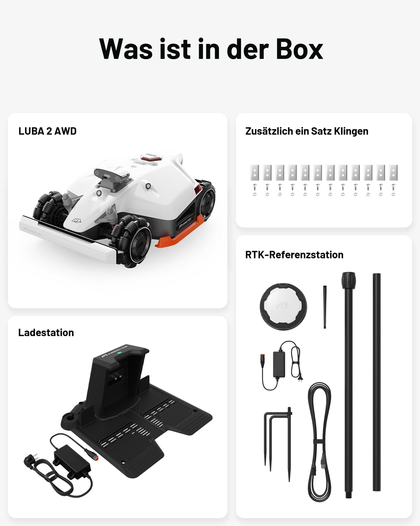 MAMMOTION LUBA 2 AWD 3000X Mähroboter ohne Kabel, bis 3600m², RTK+Vision, Auto-Kartierung, 4G-Modul, 80% Steigung, intelligenter Rasenroboter