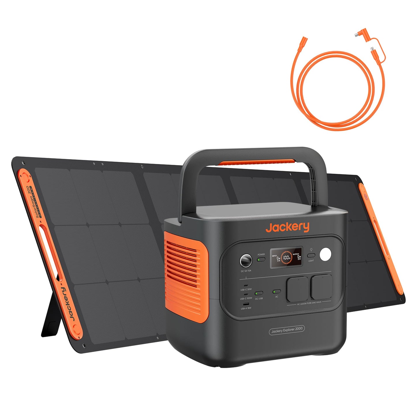 Jackery 2000 v2 Tragbare Powerstation mit 200W Solarpanel, 2042Wh Solargenerator mit 2200W Ausgang, LiFePO4 Batterie Schnellladung für Camping, Wohnmobil, Off-Grid