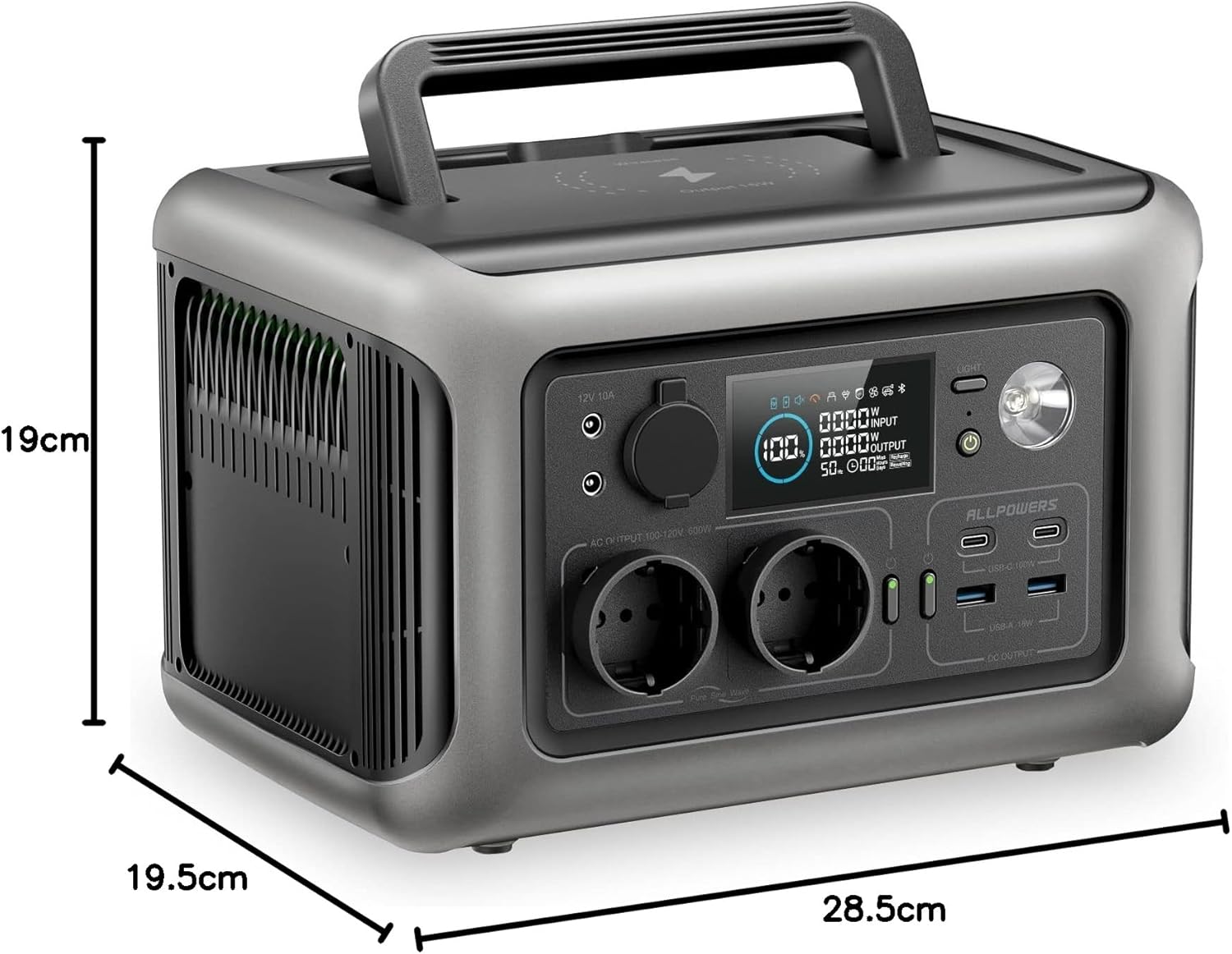 ALLPOWERS R600 Tragbare Powerstation, 299Wh LiFePO4 Batterie mit 2x 600W (1200W Spitze) AC Ausgang Solargenerator, 0-100% Schnellladung in 1 Stunde für Garten Party Reise Camping Wohnmobil Notfall