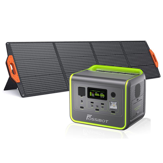 FOSSiBOT Tragbare Powerstation F1200, 1024Wh LiFePO4 Solargenerator mit 2 1200W (Power Lifting 2400W) AC Ausgänge, 100W Typ-C, 45 Min. Schnellladung von 0-80%, für Reise, Camping, Hausgebrauch