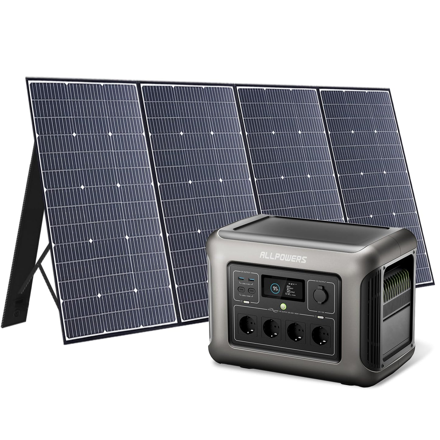 (2025 Neu) ALLPOWERS R1500 LITE Tragbare Powerstation, 1056Wh LFP Batterie Backup mit 4 1600W AC Ausgäng, Schnellladung von 0-80% in 40 Mins Solar Generator, Notstromaggregat für Camping Wohnmobile