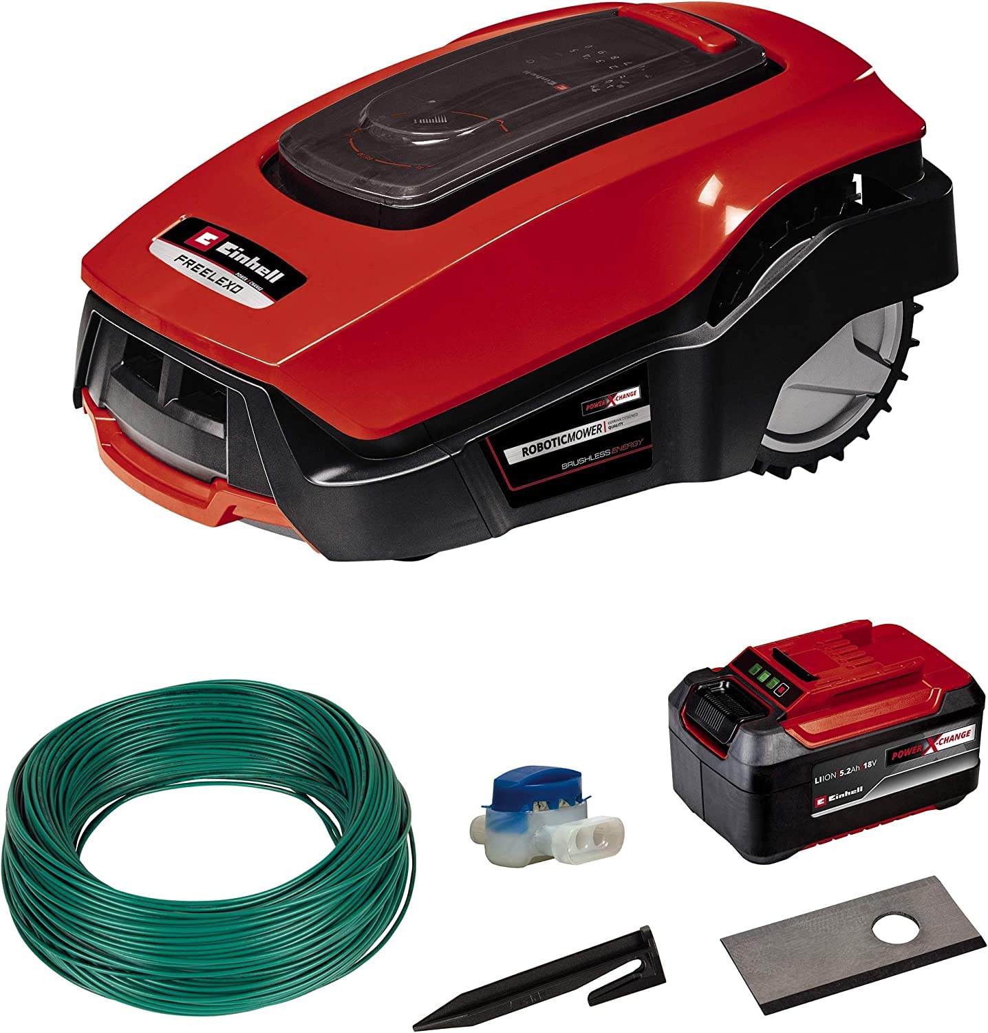 Einhell FREELEXO 1200 LCD BT Mähroboter, bis 1200m², Multizonen, Bluetooth-App, Steigungen bis 35%, inkl. PXC-Akku & Zubehör