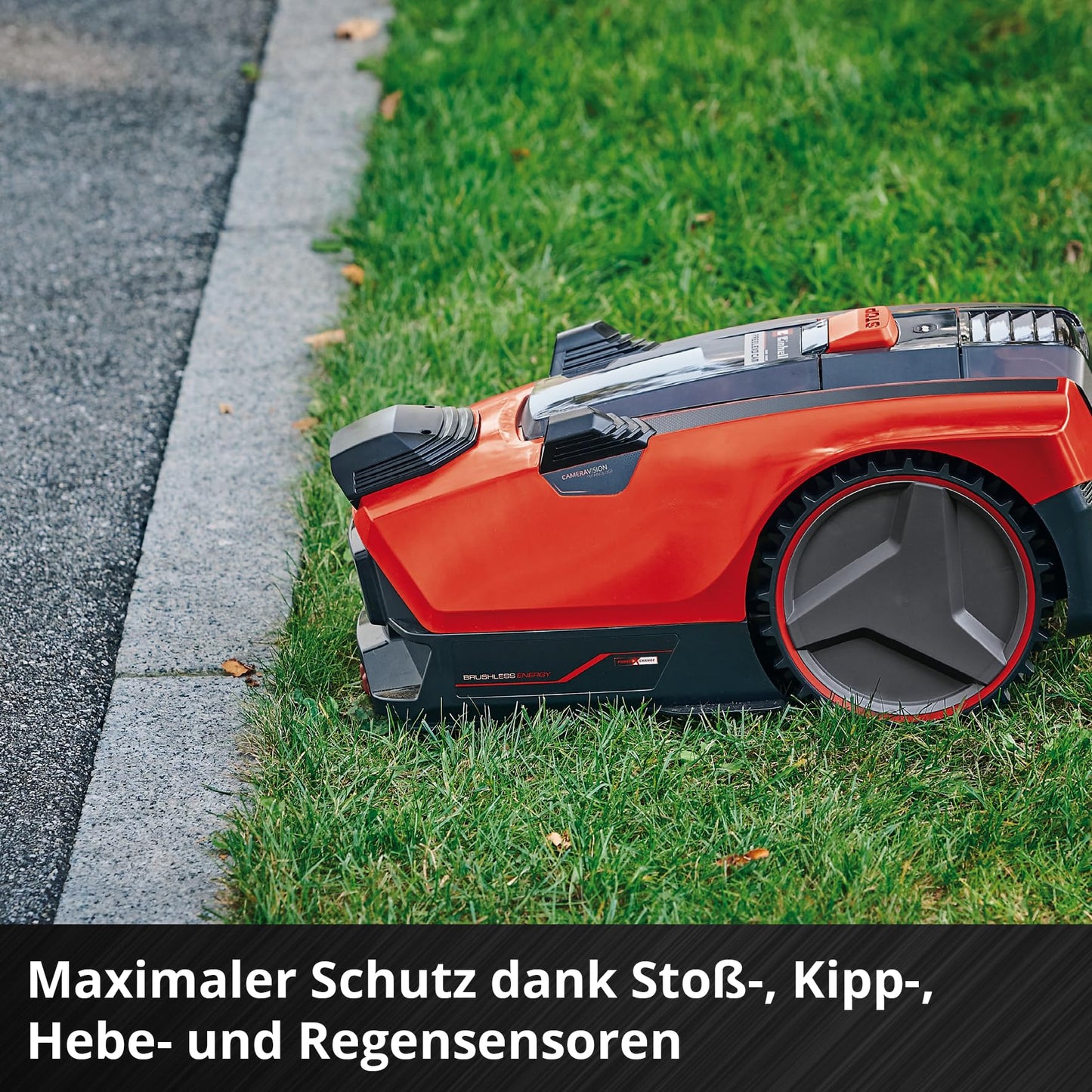 Einhell FREELEXO CAM 500 Mähroboter, 18V Akku, ohne Begrenzungsdraht dank Kamera, bis 500m², Brushless, 25% Steigung, inkl. 3,0Ah Akku