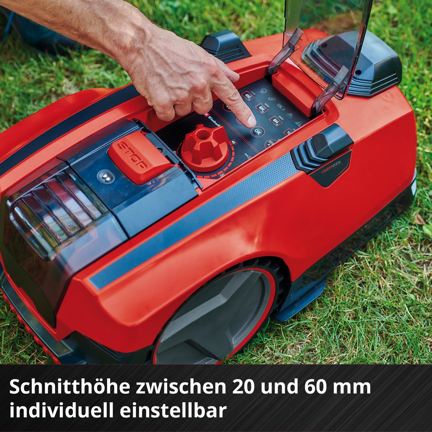 Einhell FREELEXO CAM 500 Mähroboter, 18V Akku, ohne Begrenzungsdraht dank Kamera, bis 500m², Brushless, 25% Steigung, inkl. 3,0Ah Akku