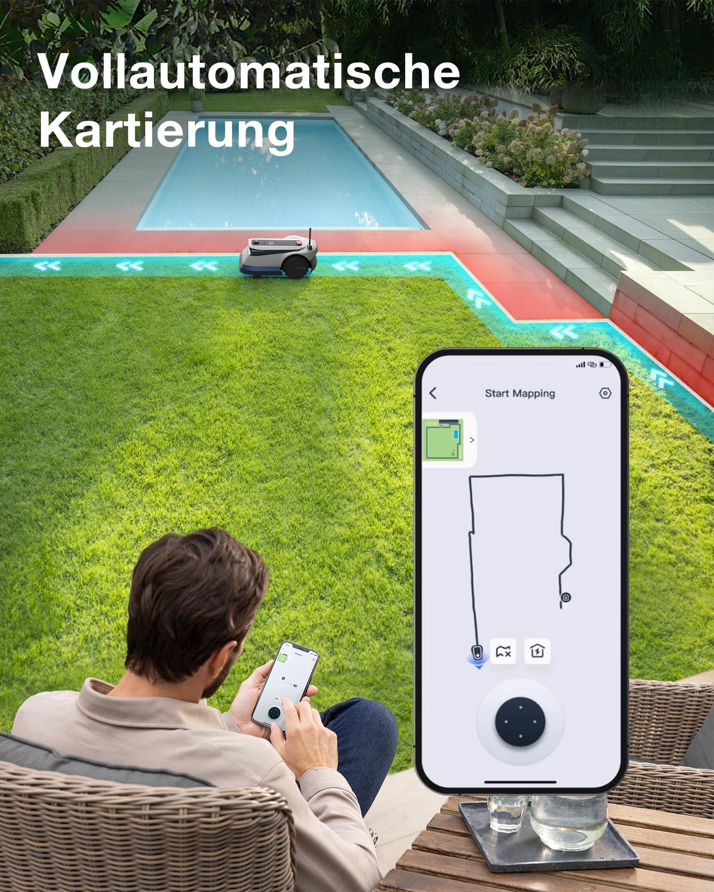 ECOVACS GOAT G1-800 Mähroboter, 800m², kabellos, vollautomatisch, Ultra-Weitband+Vision+GPS, 16-Zonen-Management, intelligente Hindernisvermeidung