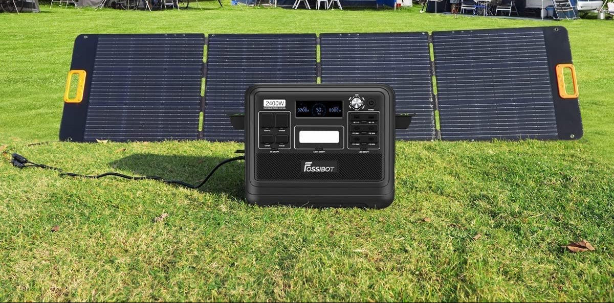FOSSIBOT F2400 Solargenerator, Tragbare Powerstation 2048Wh LiFePO4 Batterie-Backup mit 2400W AC Ausgängen (4800W Peak), Power station für Outdoor-Camping, Wohnmobil-Reisen, Hausgebrauch