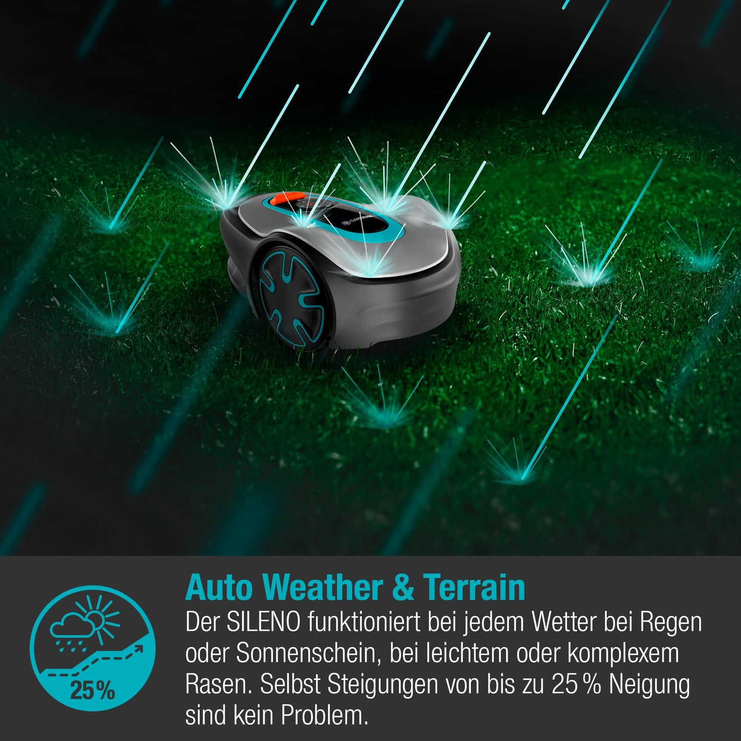 Gardena SILENO minimo 500 Mähroboter, intelligenter Rasenmäher bis 500m², Bluetooth-App, programmierbar, DE-Version 15202-20