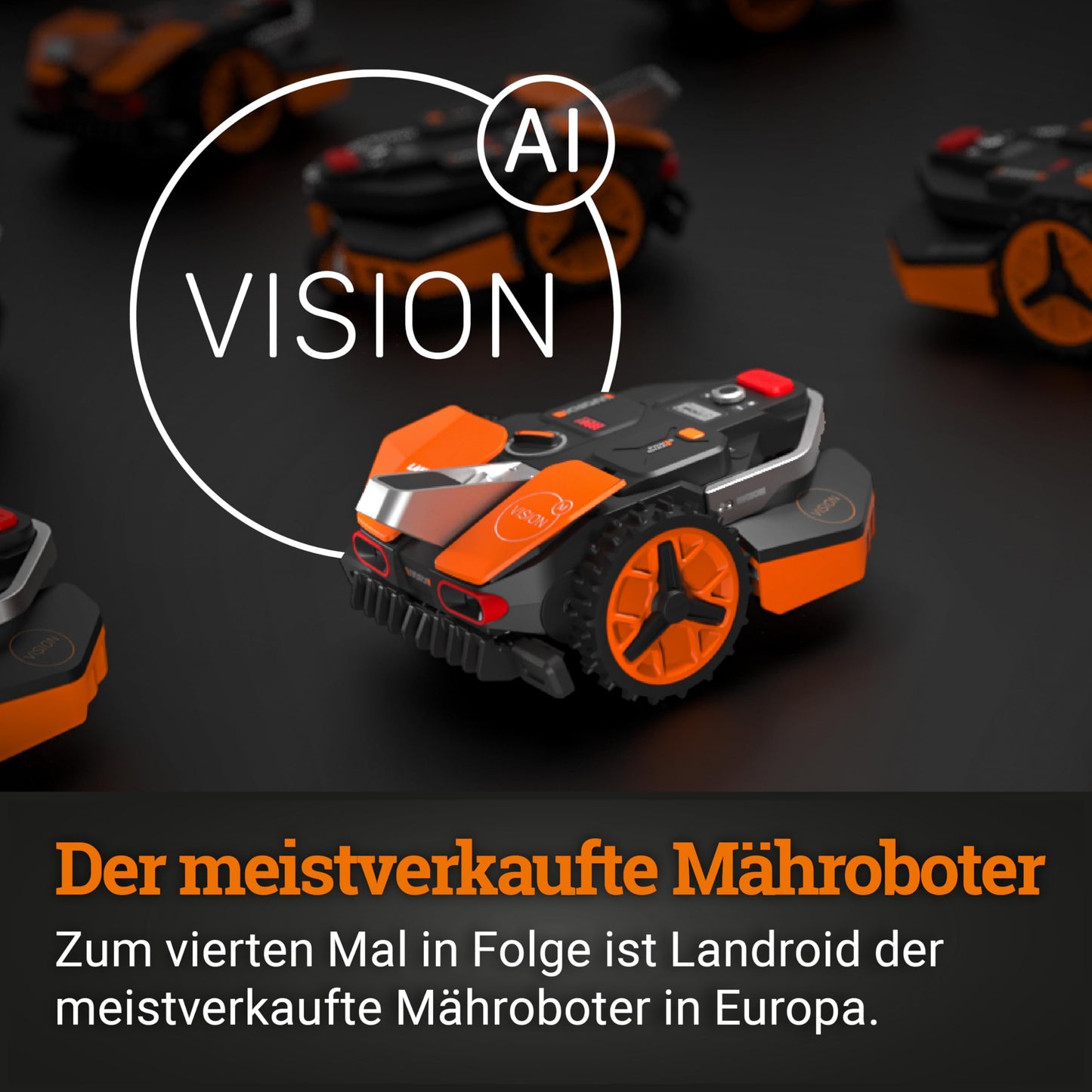 WORX Landroid Vision M550 WR205E Mähroboter ohne Kabel, bis 550m², AI-Rasenroboter, WLAN & Bluetooth, Hindernisvermeidung, Igelschutz