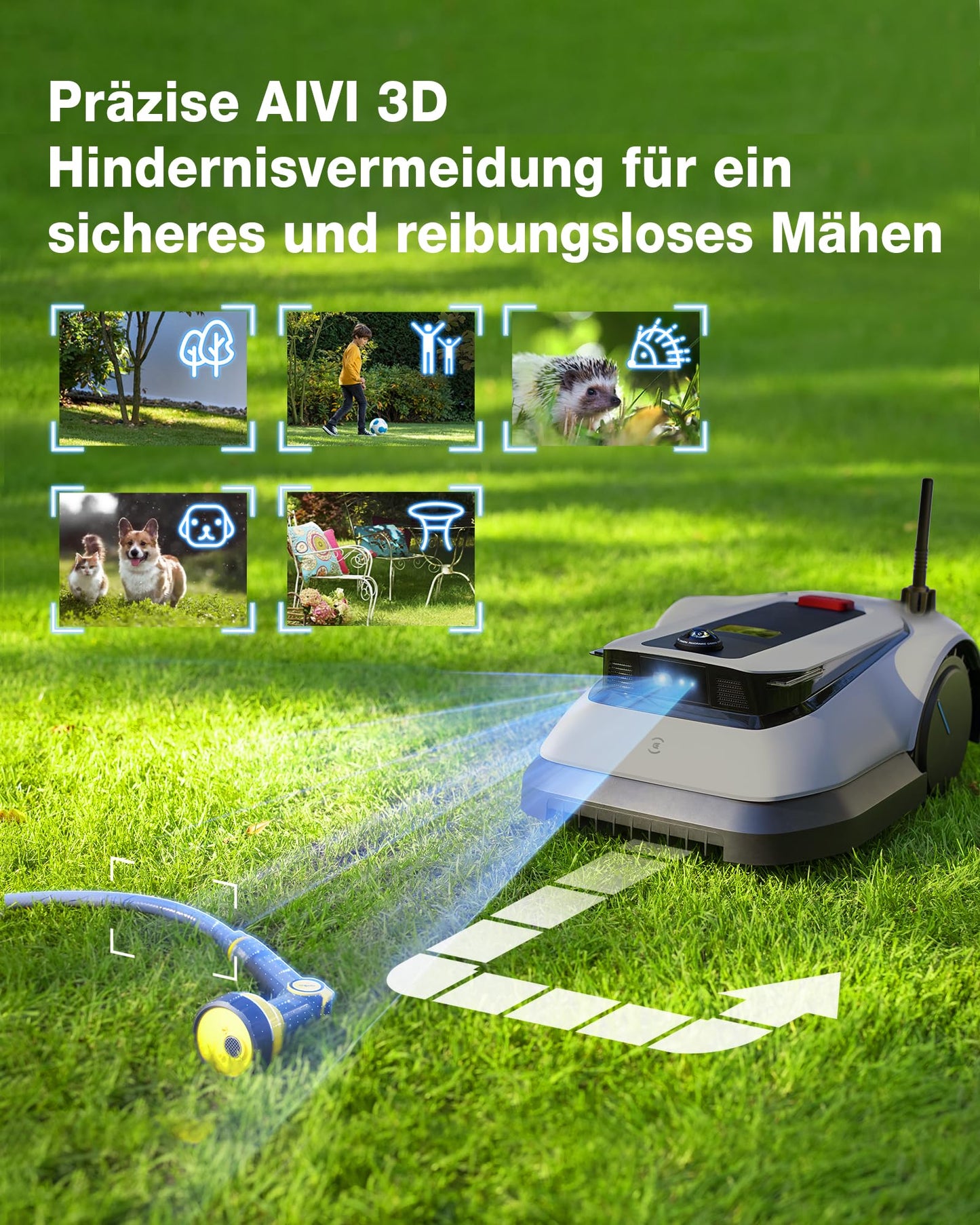ECOVACS GOAT G1-800 Mähroboter, 800m², kabellos, vollautomatisch, Ultra-Weitband+Vision+GPS, 16-Zonen-Management, intelligente Hindernisvermeidung