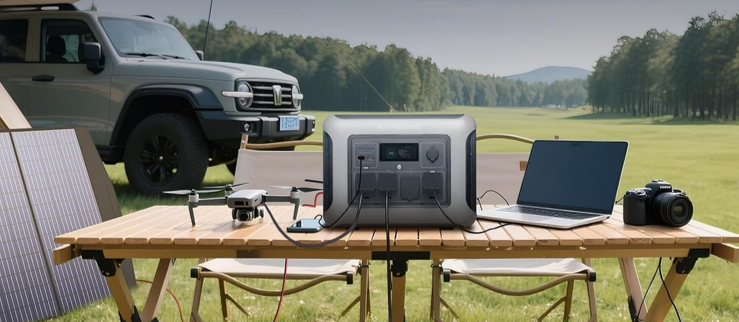 (2025 Neu) ALLPOWERS R1500 LITE Tragbare Powerstation, 1056Wh LFP Batterie Backup mit 4 1600W AC Ausgäng, Schnellladung von 0-80% in 40 Mins Solar Generator, Notstromaggregat für Camping Wohnmobile