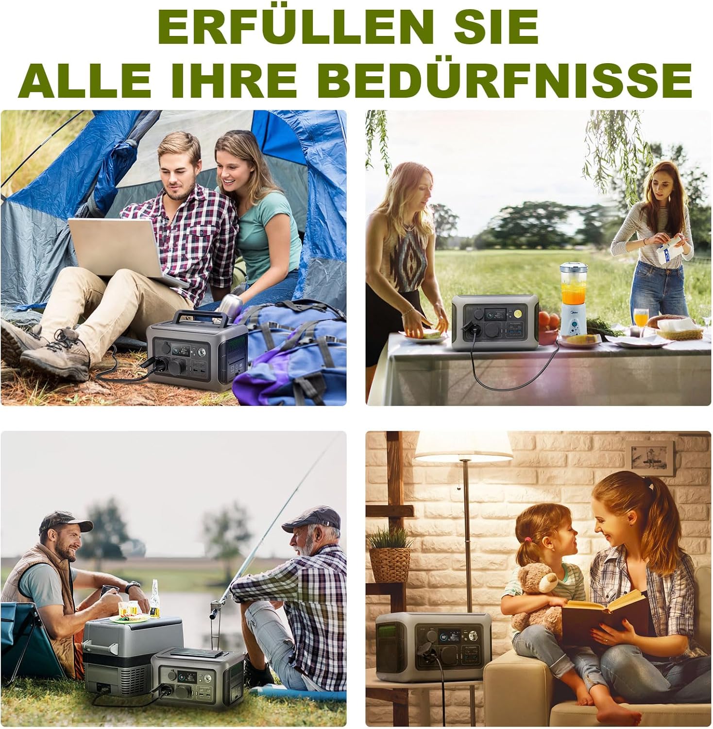 ALLPOWERS R600 Tragbare Powerstation, 299Wh LiFePO4 Batterie mit 2x 600W (1200W Spitze) AC Ausgang Solargenerator, 0-100% Schnellladung in 1 Stunde für Garten Party Reise Camping Wohnmobil Notfall