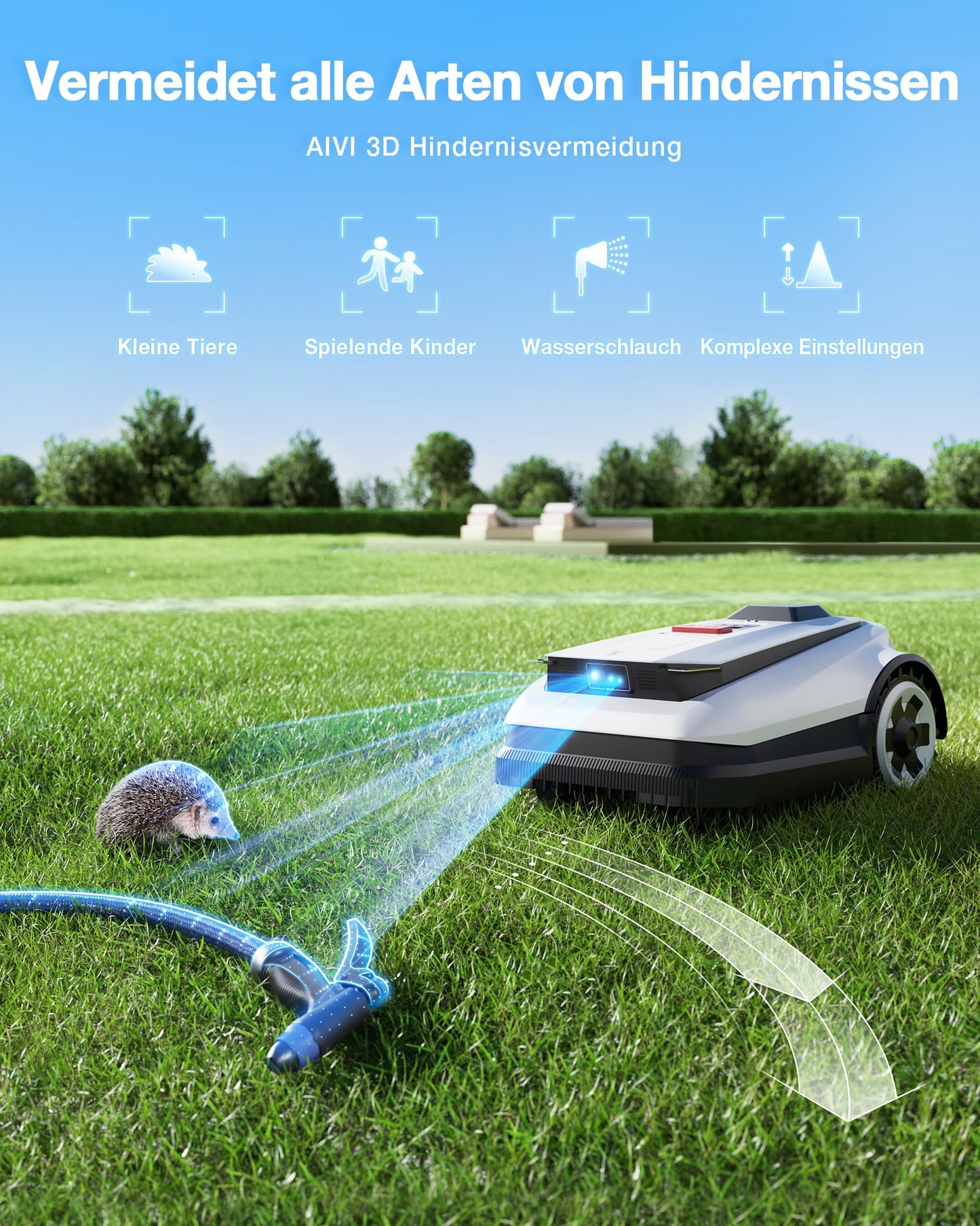 ECOVACS Goat A1600 Mähroboter ohne Kabel, bis 1600m², 330mm Schnittbreite, LiDAR RTK+Vision, 100W, 50% Steigung, intelligenter Rasenroboter