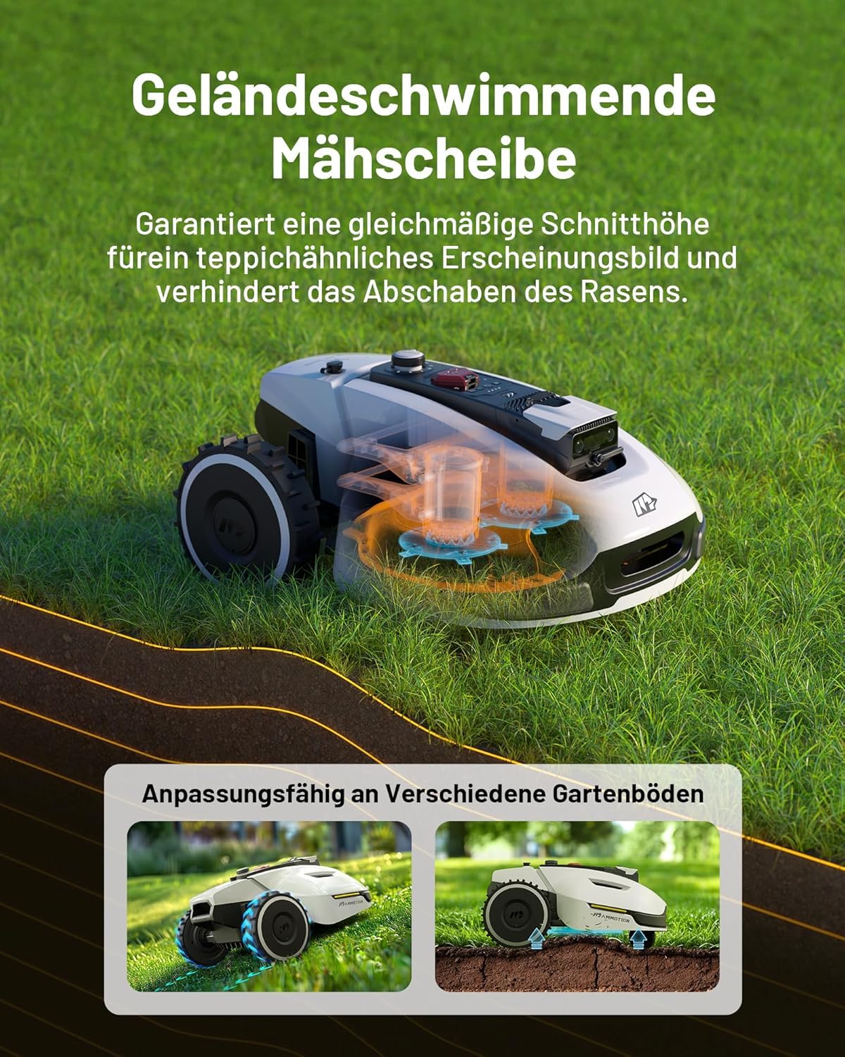 MAMMOTION YUKA 2000 Mähroboter ohne Kabel, bis 2800m², RTK+Vision, Auto-Kartierung, 4G-Modul, 50% Steigung, intelligenter Rasenroboter