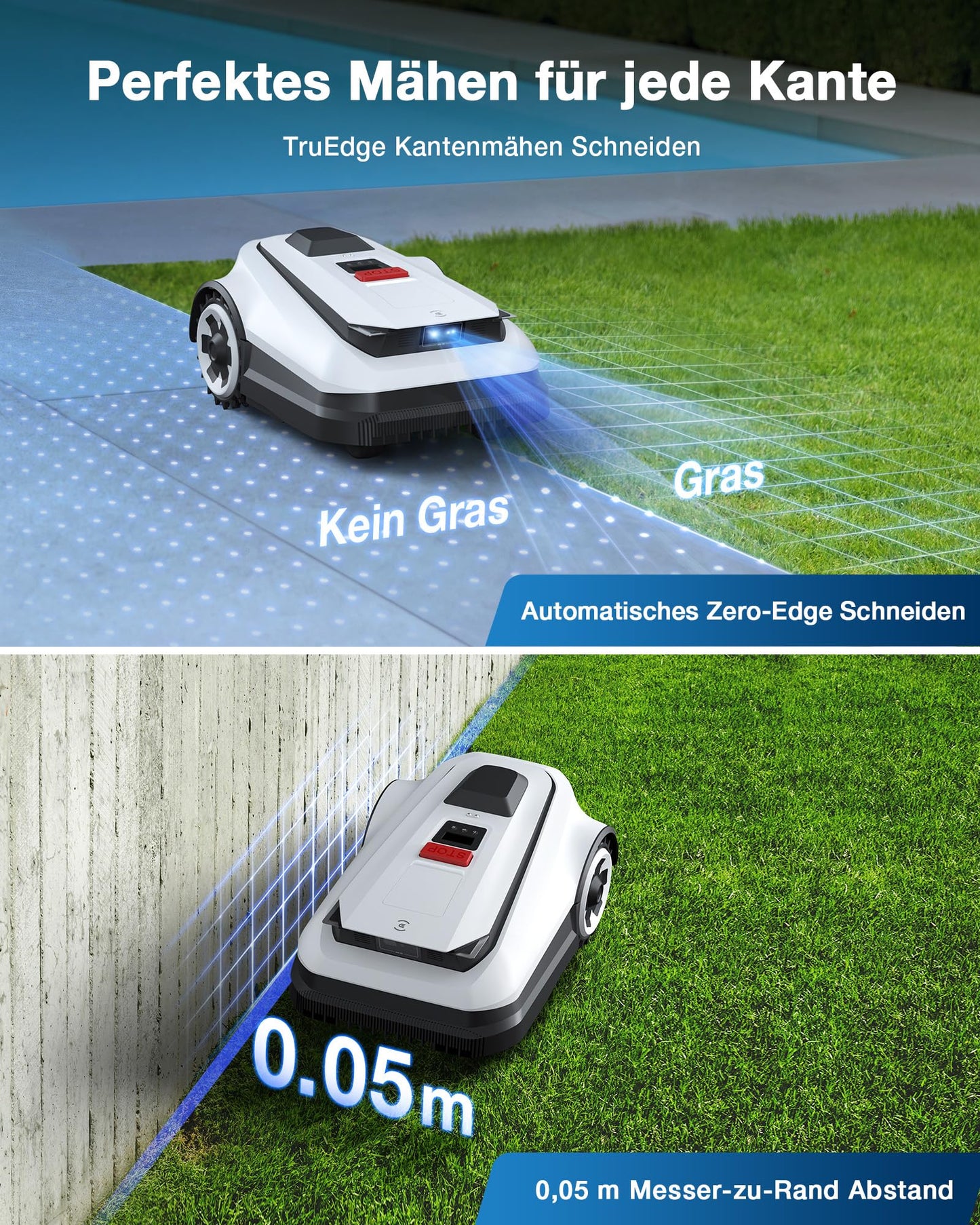ECOVACS Goat A1600 Mähroboter ohne Kabel, bis 1600m², 330mm Schnittbreite, LiDAR RTK+Vision, 100W, 50% Steigung, intelligenter Rasenroboter