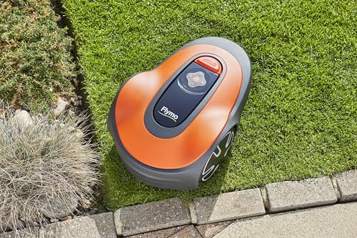 Flymo EasiLife 150 GO Mähroboter, bis 150m², ultraleise, Bluetooth-Steuerung, Sicherheitssensoren, schlauchwaschbar, gepflegter Rasen, Orange