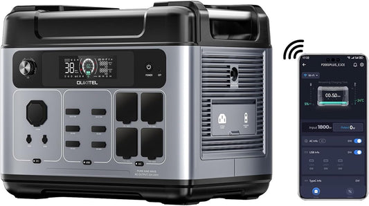 OUKITEL P2001 Plus Tragbare Powerstation 2048Wh, Solargenerator mit LiFePO4 Akku 4 x 2400W (4800W Peak) AC Ausgänge, Schnellladung 0–80% in 1 Std., Power Station für Wohnung Reise Camping