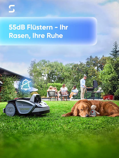 Sunseeker V3 Mähroboter ohne Begrenzungskabel 600 m², Vision AI Doppel-Auge, 42% Steigung, App-Steuerung, Rasenmäher mit EIN-klick-Mähen