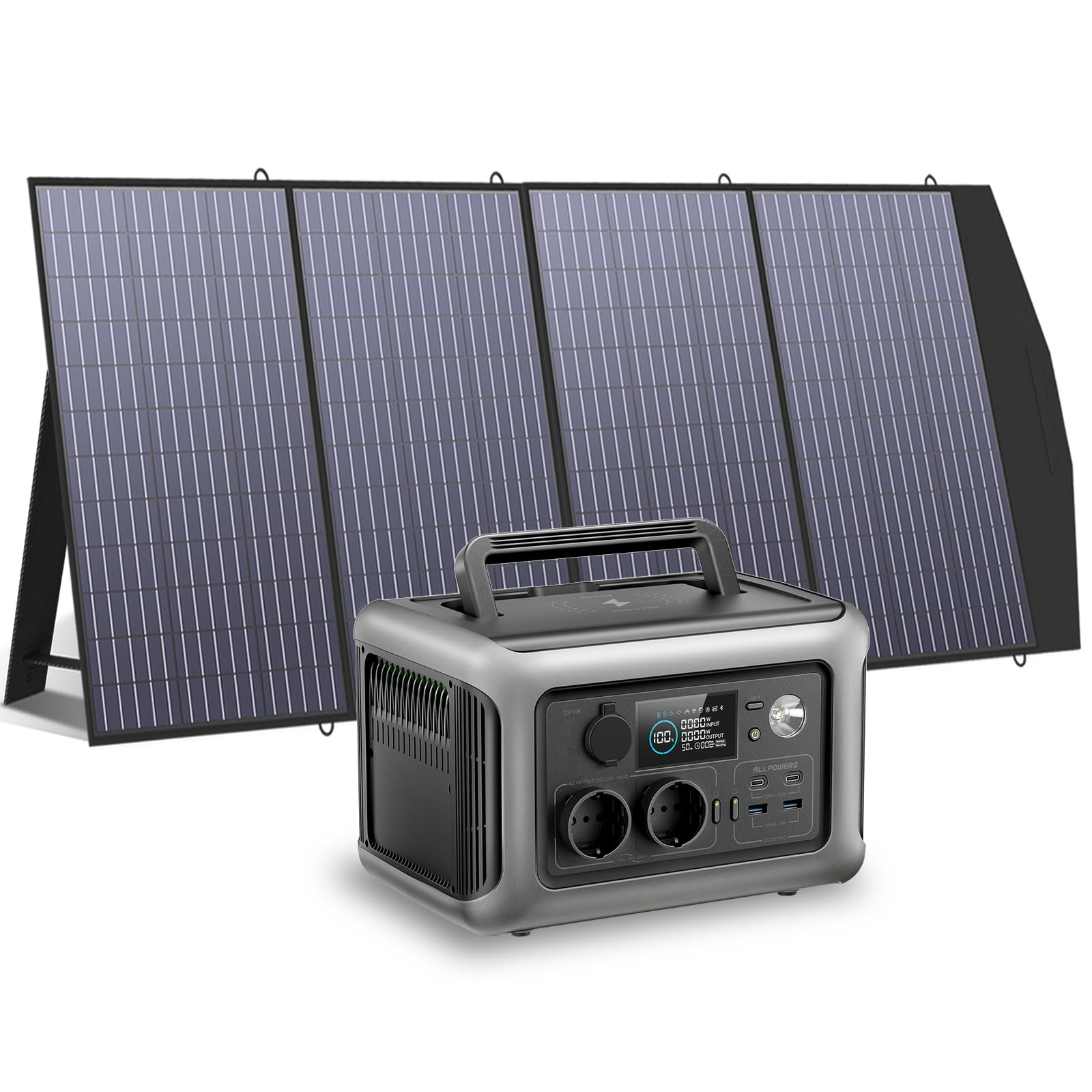 ALLPOWERS R600 Tragbare Powerstation, 299Wh LiFePO4 Batterie mit 2x 600W (1200W Spitze) AC Ausgang Solargenerator, 0-100% Schnellladung in 1 Stunde für Garten Party Reise Camping Wohnmobil Notfall