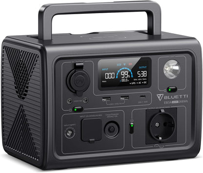 BLUETTI Tragbare Powerstation EB3A, 268Wh LiFePO4 Batterie Backup mit 600W (1200W Peak) AC Ausgängen, Solargenerator für Reise und Camping