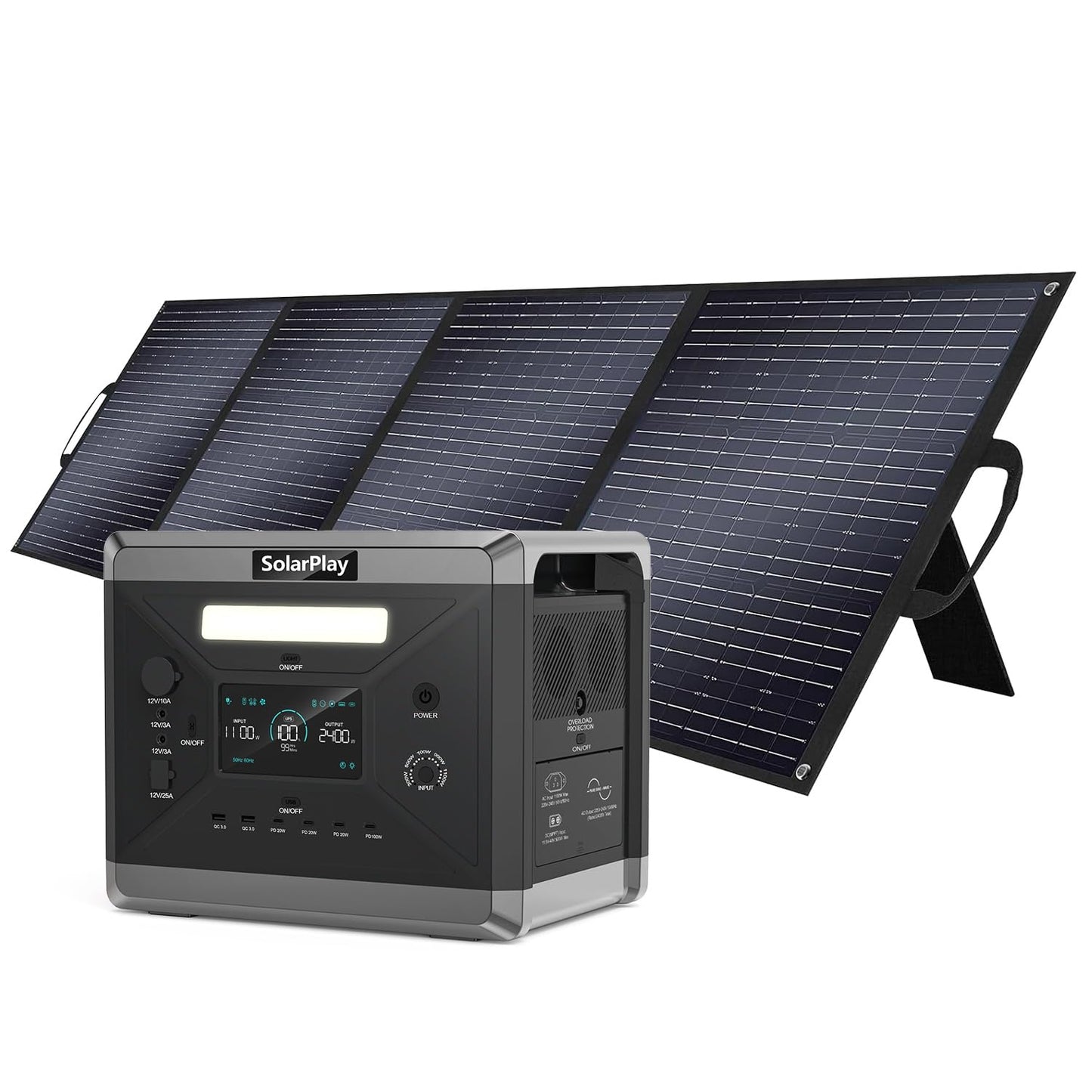 SOLARPLAY 2500W Tragbare Powerstation, 2304Wh LiFePO4 Solar Power Station, Solargenerator mit 14 Anschlüsse, 230V Mobile Stromaggregat, Stromspeicher für Balkonkraftwerk Camping Zuhause Angeln