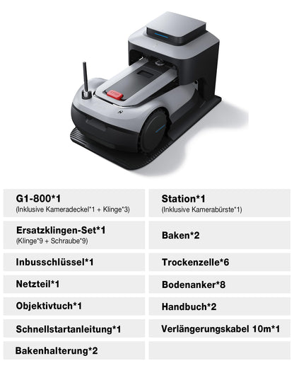 ECOVACS GOAT G1-800 Mähroboter, 800m², kabellos, vollautomatisch, Ultra-Weitband+Vision+GPS, 16-Zonen-Management, intelligente Hindernisvermeidung