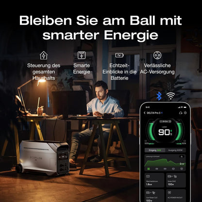 EF ECOFLOW DELTA PRO 3 Tragbare Powerstation mit Zusatzakku, 8kWh AC-Ausgang, 230V 4000W AC-Ausgang, Solargenerator für Zuhause, Camping, Wohnmobile und Reise