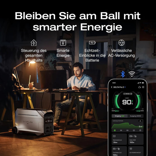 EF ECOFLOW DELTA PRO 3 Tragbare Powerstation mit Zusatzakku, 8kWh AC-Ausgang, 230V 4000W AC-Ausgang, Solargenerator für Zuhause, Camping, Wohnmobile und Reise