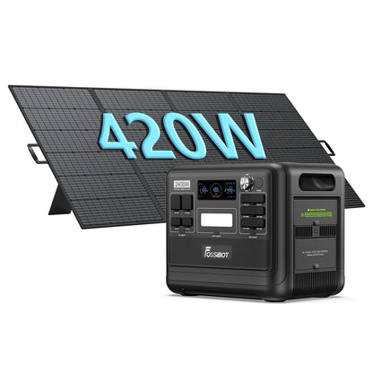 FOSSiBOT Tragbare Powerstation F2400, Solargenerator 2048Wh LiFePO4 Batterie-Backup mit 2400W 3X AC Ausgängen (4800W Peak) 230V, Power Station für Outdoor-Camping, Wohnmobil-Reisen, Hausgebrauch