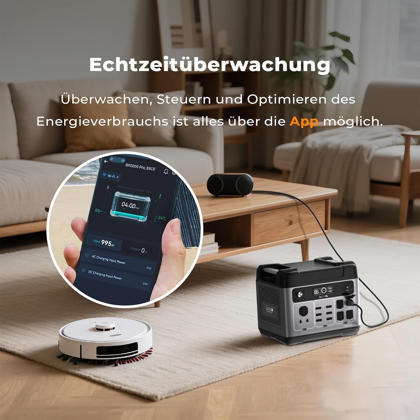 OUKITEL P2001 Plus Tragbare Powerstation 2048Wh, Solargenerator mit LiFePO4 Akku 4 x 2400W (4800W Peak) AC Ausgänge, Schnellladung 0–80% in 1 Std., Power Station für Wohnung Reise Camping